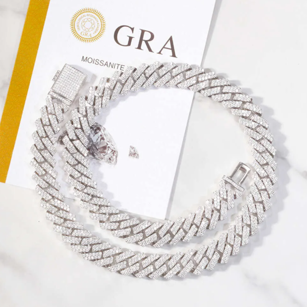 White 15mm wide-20inches cuban link moissanite chains