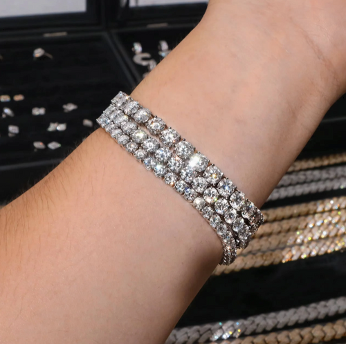 Iced Out Moissanite Bracelet Tennis Chain Options: 6mm-7.5in